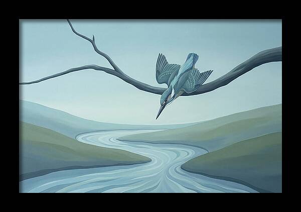 Kingfisher Diving Into Stream