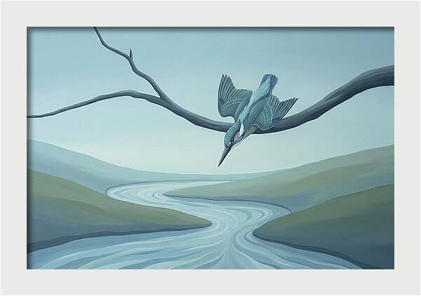 Kingfisher Diving Into Stream