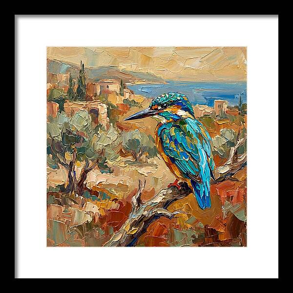 Kingfisher In Mediterranean Landscape