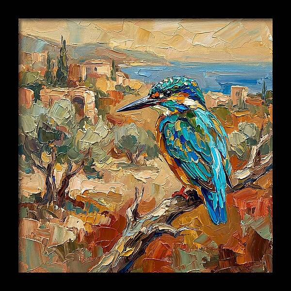Kingfisher In Mediterranean Landscape