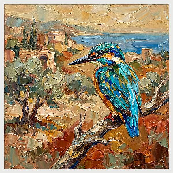 Kingfisher In Mediterranean Landscape