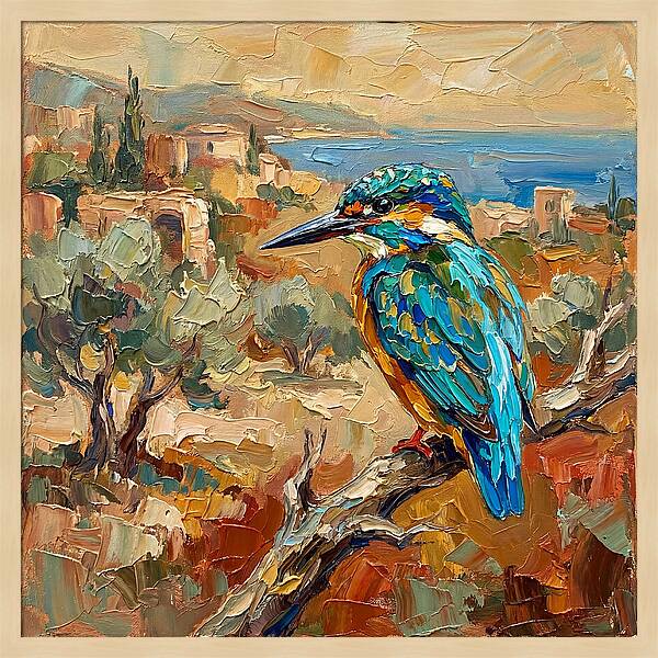 Kingfisher In Mediterranean Landscape