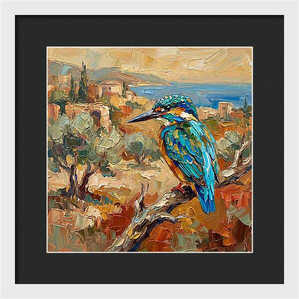 Kingfisher In Mediterranean Landscape