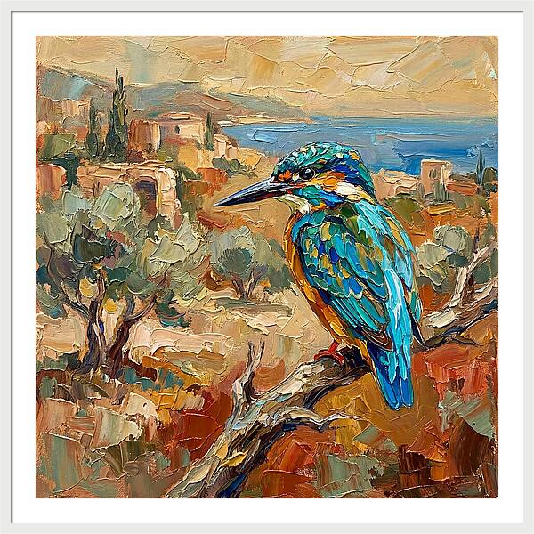 Kingfisher In Mediterranean Landscape
