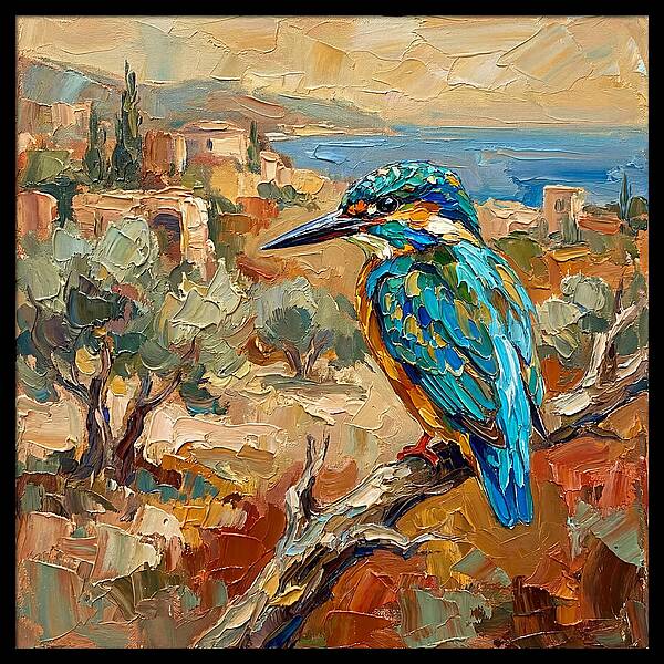 Kingfisher In Mediterranean Landscape