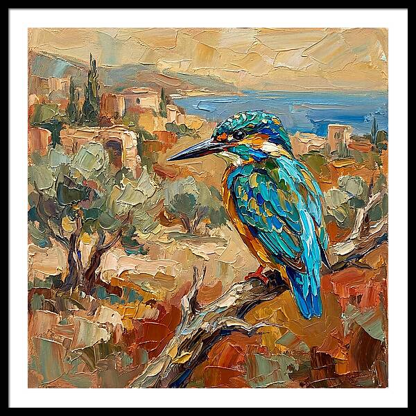 Kingfisher In Mediterranean Landscape