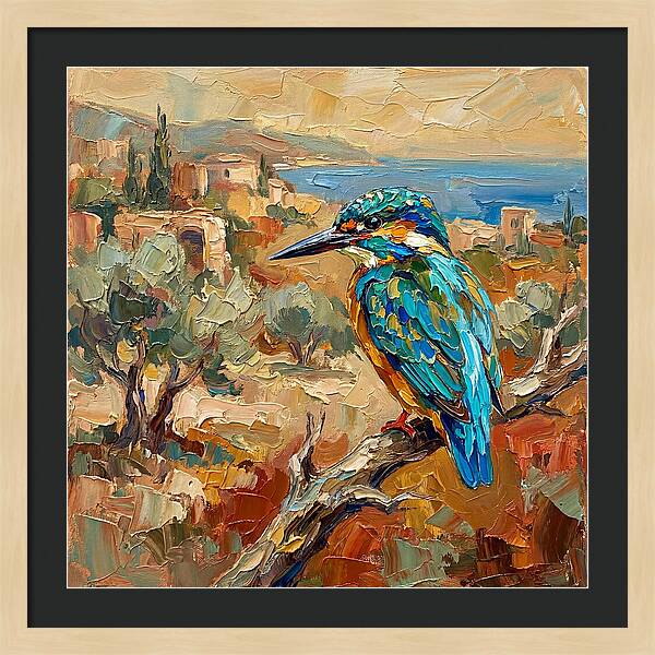 Kingfisher In Mediterranean Landscape