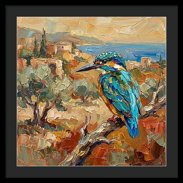 Kingfisher In Mediterranean Landscape