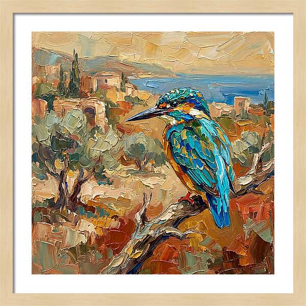 Kingfisher In Mediterranean Landscape