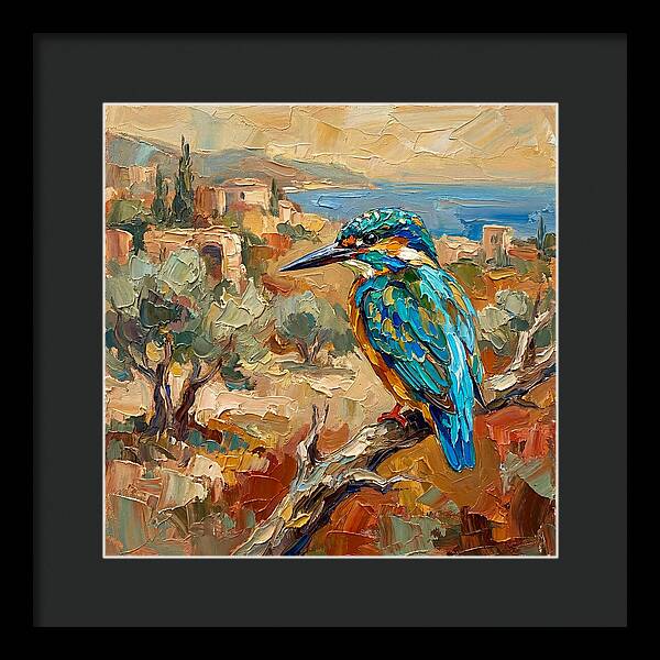 Kingfisher In Mediterranean Landscape