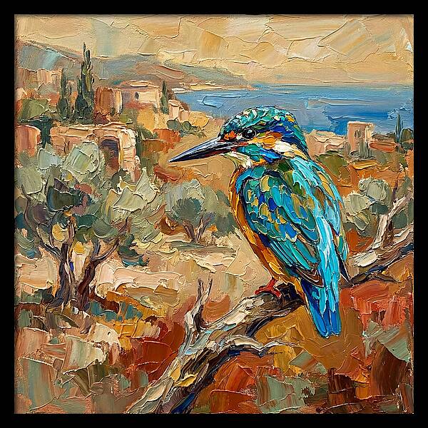 Kingfisher In Mediterranean Landscape