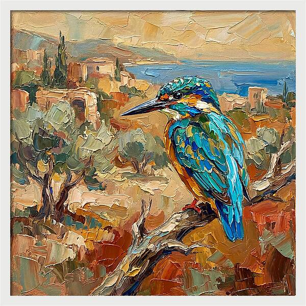 Kingfisher In Mediterranean Landscape