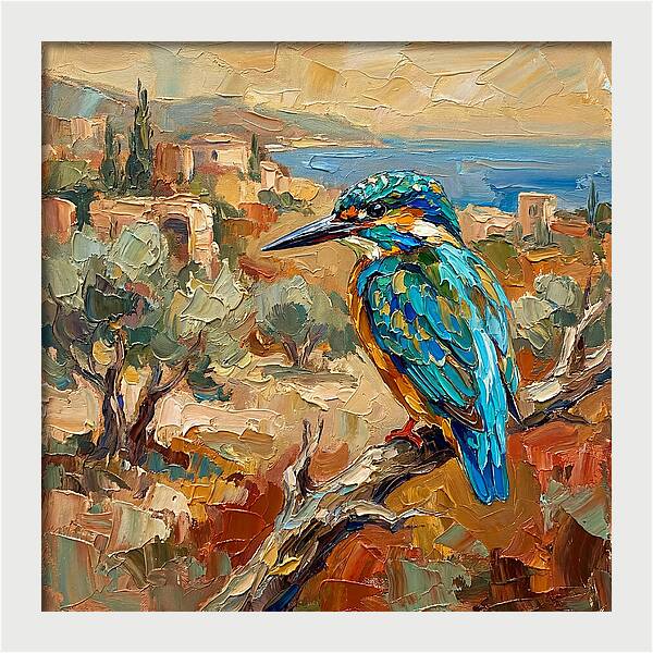 Kingfisher In Mediterranean Landscape