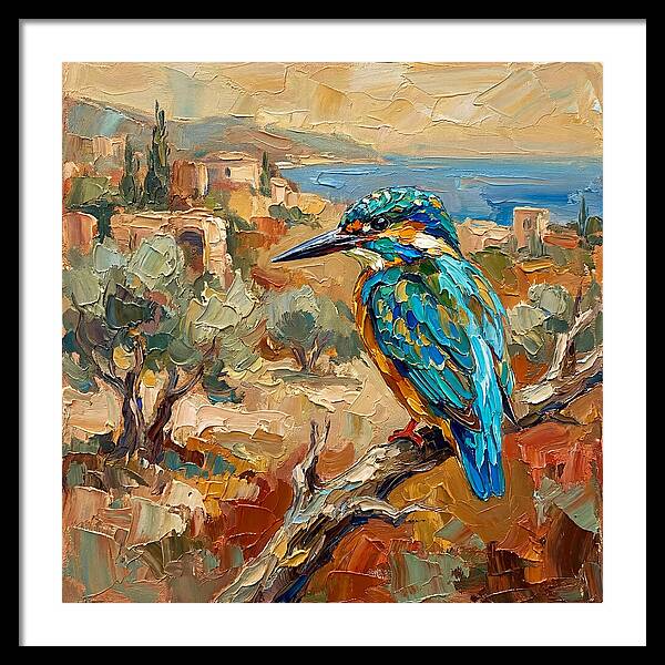 Kingfisher In Mediterranean Landscape