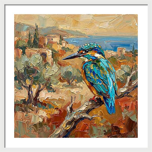 Kingfisher In Mediterranean Landscape