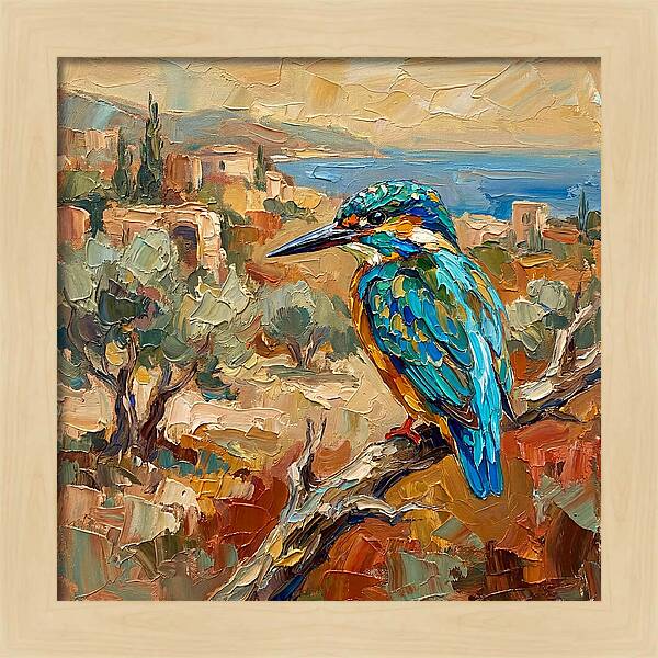 Kingfisher In Mediterranean Landscape