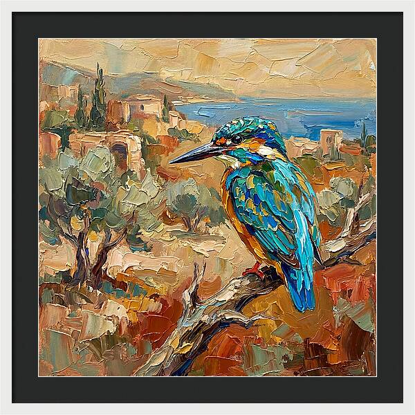 Kingfisher In Mediterranean Landscape