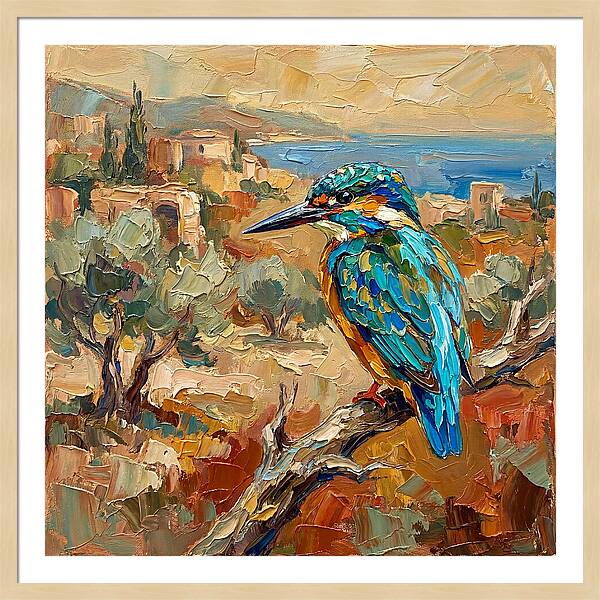 Kingfisher In Mediterranean Landscape