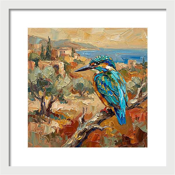 Kingfisher In Mediterranean Landscape