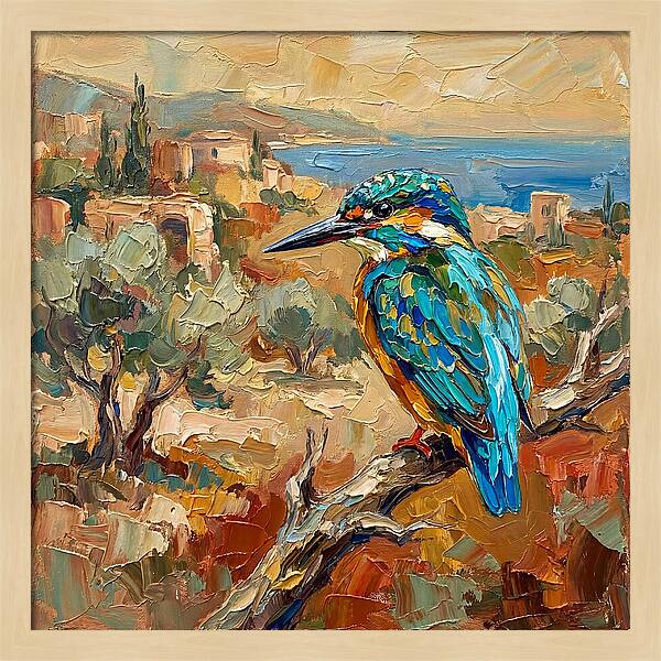 Kingfisher In Mediterranean Landscape