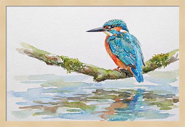 Kingfisher Perched By Water