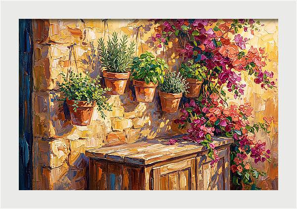 Kitchen Herbs In A Mediterranean Setting