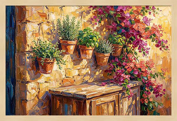 Kitchen Herbs In A Mediterranean Setting