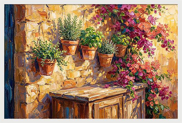 Kitchen Herbs In A Mediterranean Setting