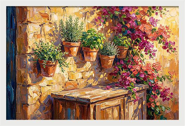 Kitchen Herbs In A Mediterranean Setting