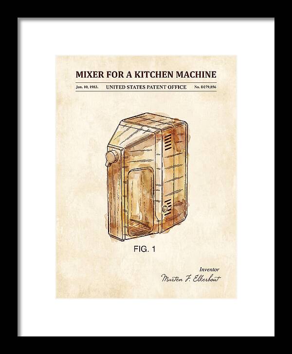 Kitchen Mixer Watercolor Patent Usd279856s