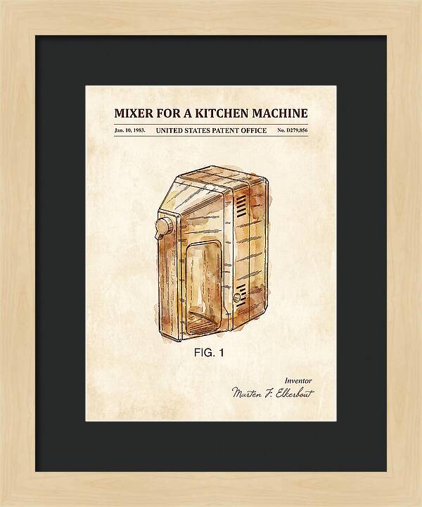 Kitchen Mixer Watercolor Patent Usd279856s