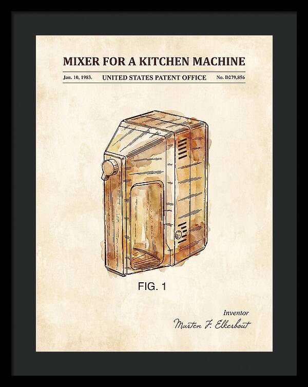 Kitchen Mixer Watercolor Patent Usd279856s