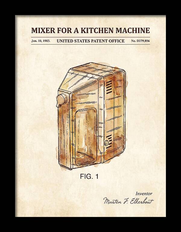 Kitchen Mixer Watercolor Patent Usd279856s