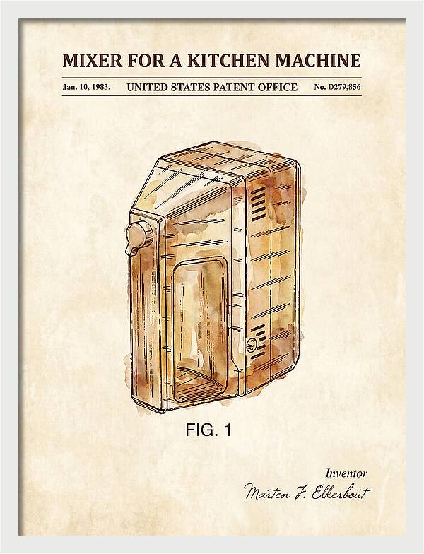 Kitchen Mixer Watercolor Patent Usd279856s