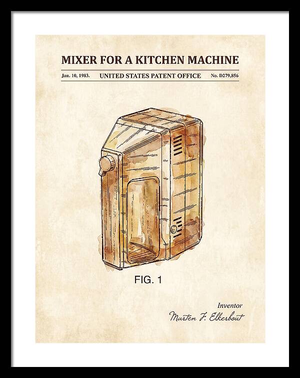 Kitchen Mixer Watercolor Patent Usd279856s