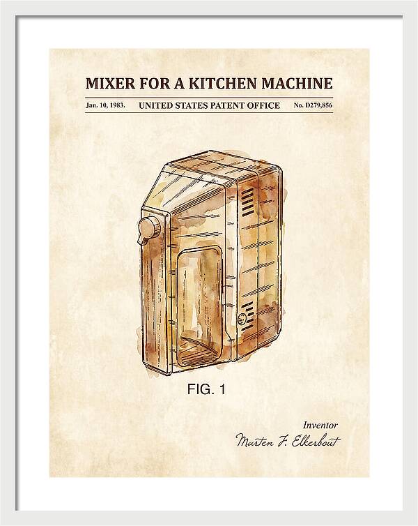 Kitchen Mixer Watercolor Patent Usd279856s
