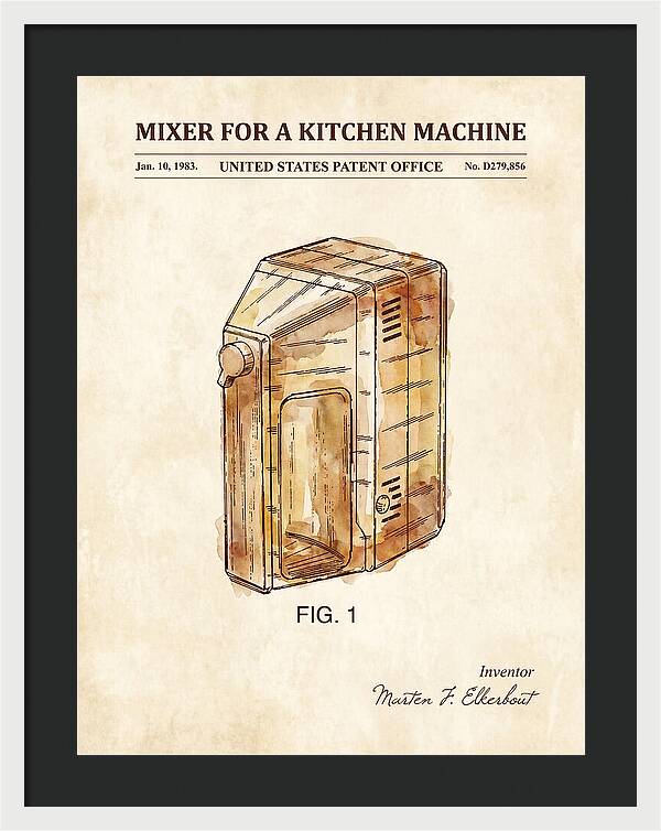 Kitchen Mixer Watercolor Patent Usd279856s