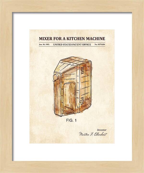 Kitchen Mixer Watercolor Patent Usd279856s