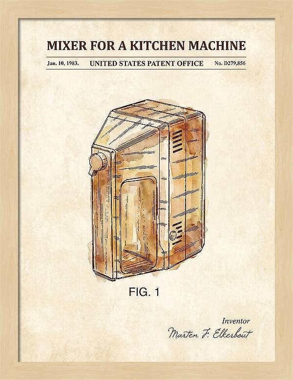 Kitchen Mixer Watercolor Patent Usd279856s