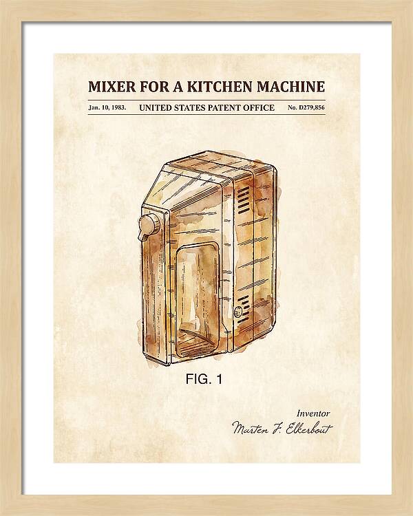 Kitchen Mixer Watercolor Patent Usd279856s