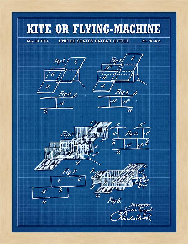 Kite Or Flying Machine Blueprint Patent Us701644
