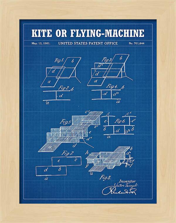 Kite Or Flying Machine Blueprint Patent Us701644