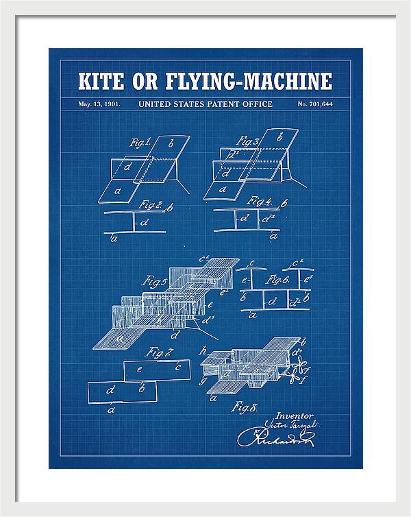 Kite Or Flying Machine Blueprint Patent Us701644