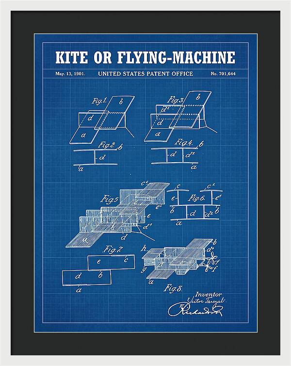 Kite Or Flying Machine Blueprint Patent Us701644