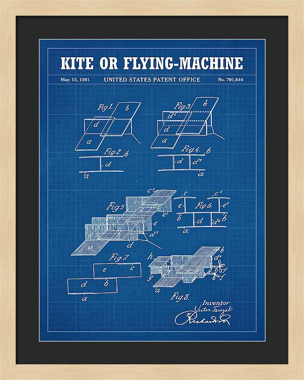 Kite Or Flying Machine Blueprint Patent Us701644