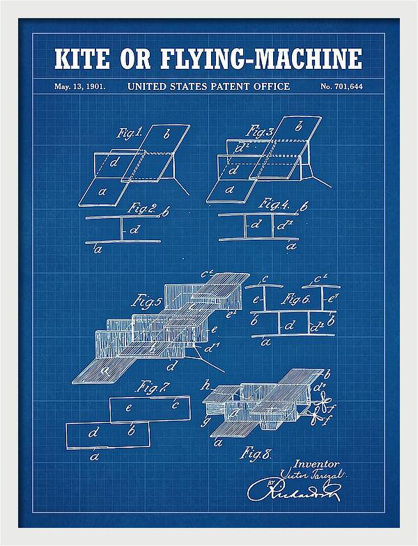 Kite Or Flying Machine Blueprint Patent Us701644