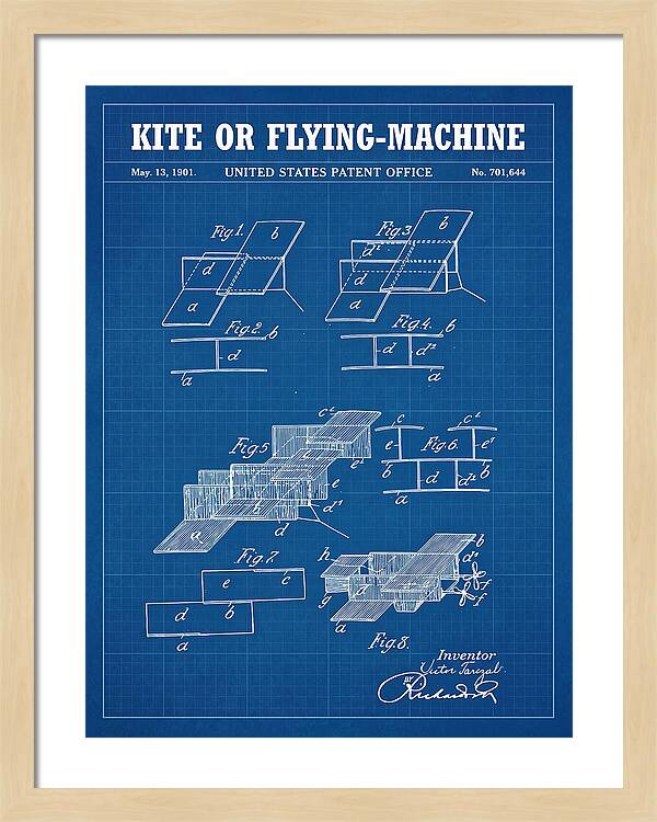Kite Or Flying Machine Blueprint Patent Us701644