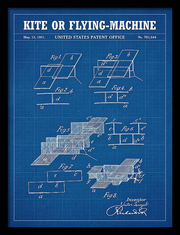 Kite Or Flying Machine Blueprint Patent Us701644