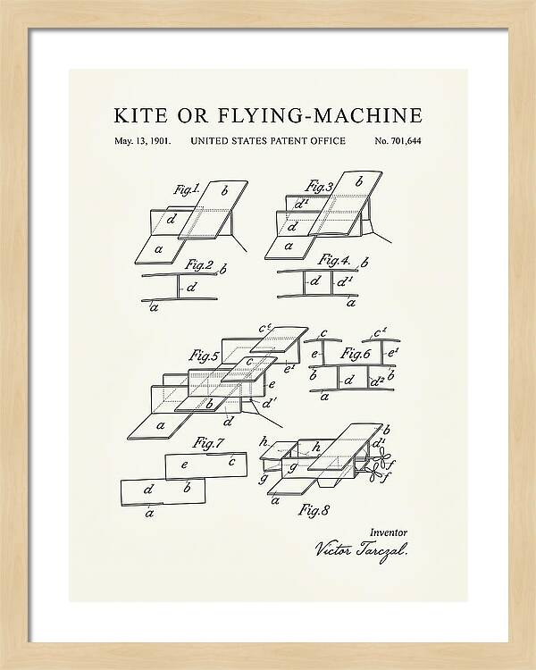 Kite Or Flying Machine Minimalist Patent Us701644