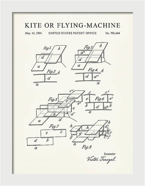 Kite Or Flying Machine Minimalist Patent Us701644
